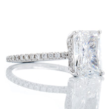 Load image into Gallery viewer, 4.07ctw Radiant Cut Lab Solitaire in Diamond Pave Hidden Halo Mount

