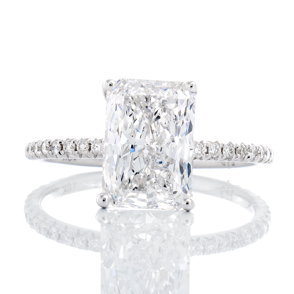 2.24ctw Radiant Cut Lab Created Solitaire with Diamond Hidden Halo