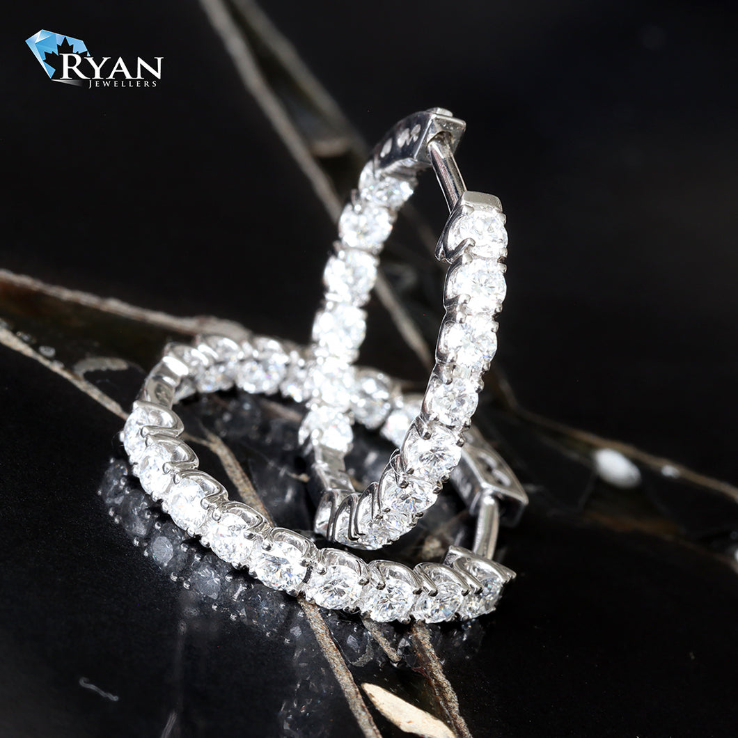 LAB EARRING GW 10K 1.00CTW SHARED PRONG SET INSIDE - OUT HOOPS WITH SECURE LOCK