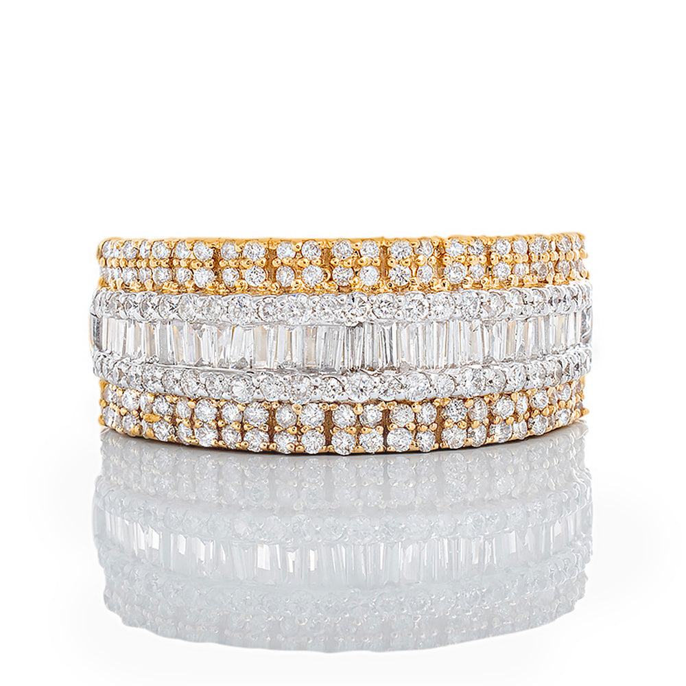 1.55ctw Seven Row Raised Baguette and Round Center Band