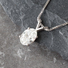 Load image into Gallery viewer, 1.00ct  Oval Solitaire in Four Prongs Lab Created Diamond Pendant
