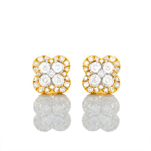 Load image into Gallery viewer, 0.60ctw Diamond Flower Center with Diamond Halo Earring Stud
