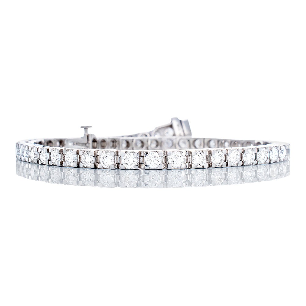 5.00ctw Lab Grown Round Solitaire in Square Basket Tennis Bracelet