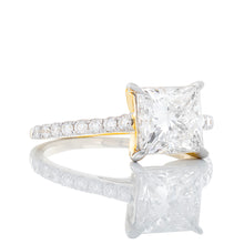 Load image into Gallery viewer, 2.25ctw Princess Cut Lab Created Solitaire with Diamond Pave Shoulders
