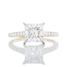 Load image into Gallery viewer, 2.25ctw Princess Cut Lab Created Solitaire with Diamond Pave Shoulders
