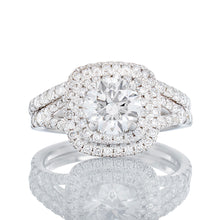 Load image into Gallery viewer, 1.75ctw Round Solitaire Double Cushion Halo Bridal Set
