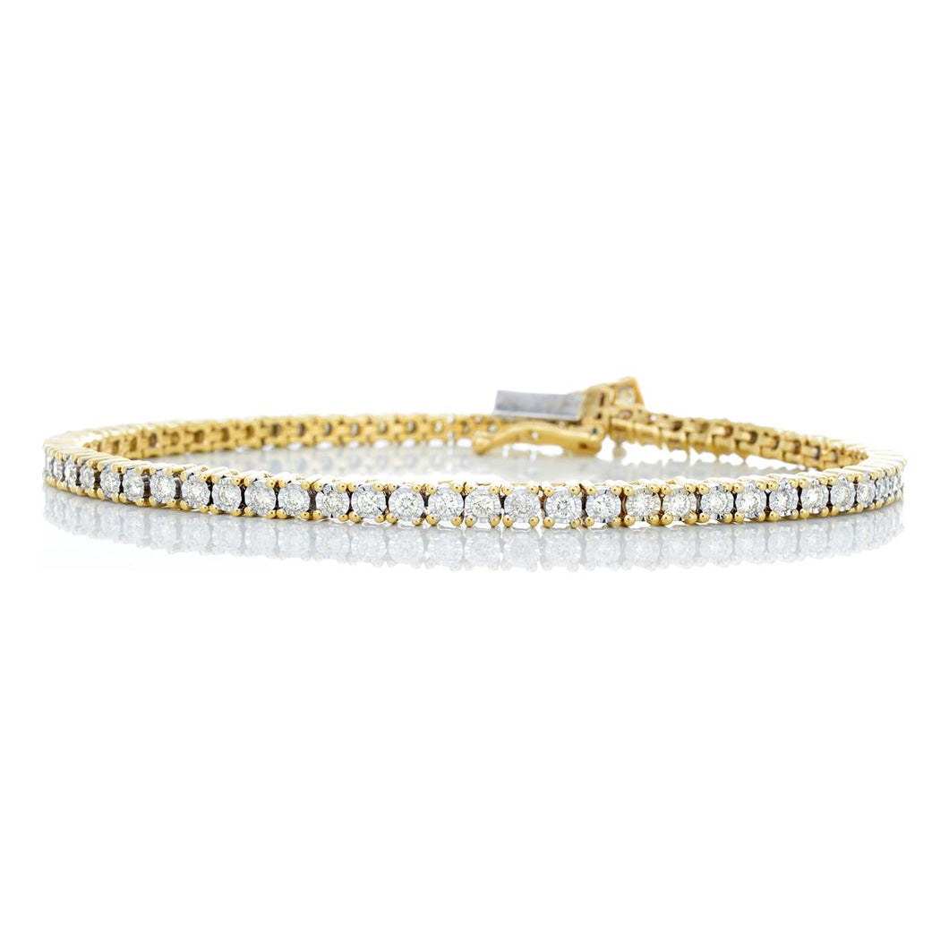 1.90ctw Illusion Diamond Tennis Bracelet 10k Yellow Gold