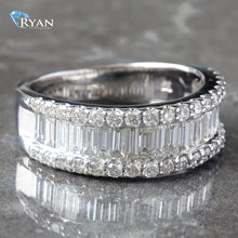 Load image into Gallery viewer, RING GW 14KT 1.40CTW THREE ROW BAGUETTE AND SHARED PRONG DIAMOND BAND

