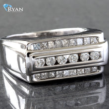 Load image into Gallery viewer, 1.00ctw Princess &amp; Round Cut Three Row Diamond Ring

