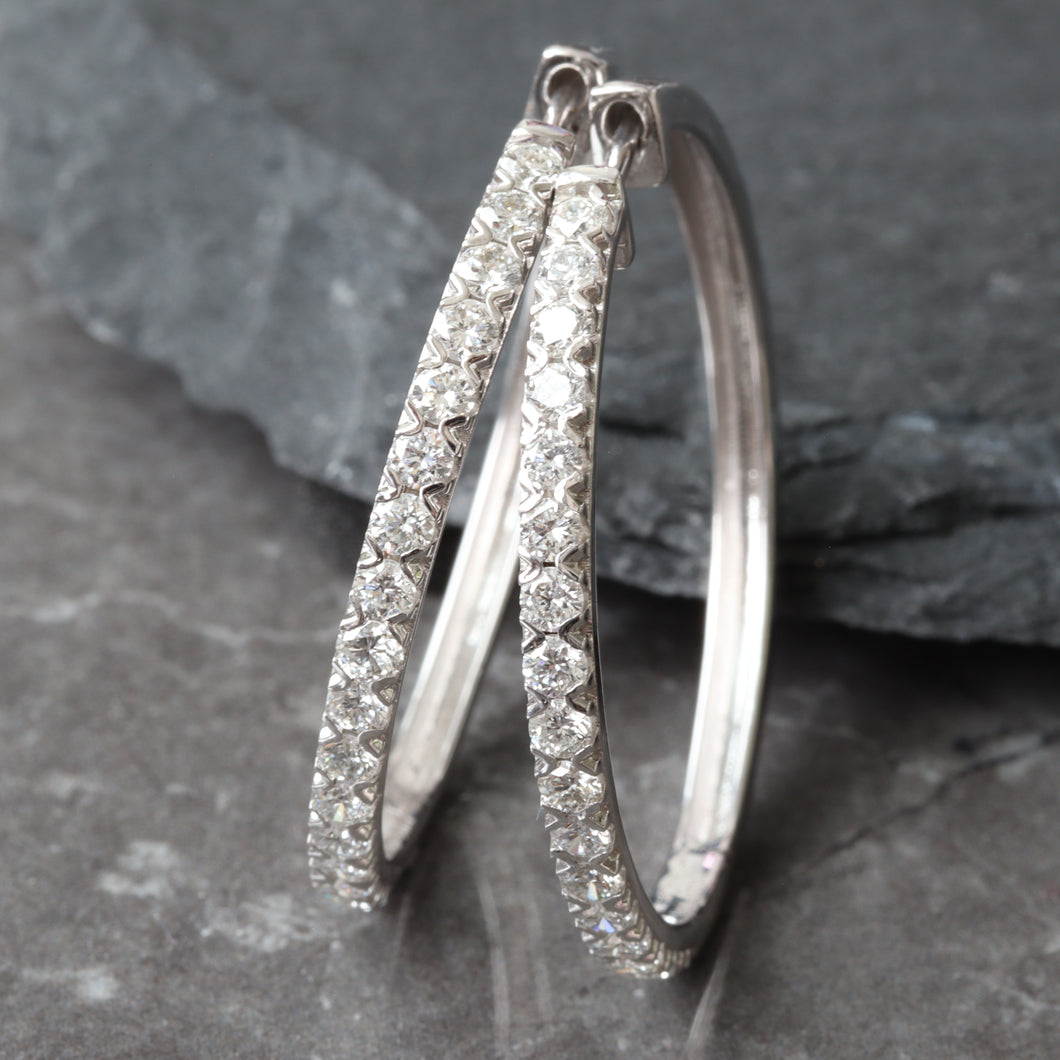 2.00ctw Lab Created Diamond Large Pave Set Hoops