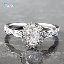 Load image into Gallery viewer, 0.78CTW Vintage Oval Center with Halo Engagement Ring
