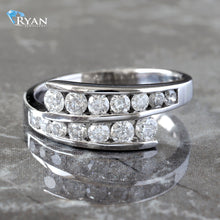Load image into Gallery viewer, 0.75ctw Two Row Cross Over Channel Set Diamond Journey Ring
