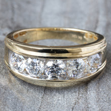 Load image into Gallery viewer, 2.00ctw Five Round Brilliant Cut Channel Set Band Raised Grooved Border Lab Ring

