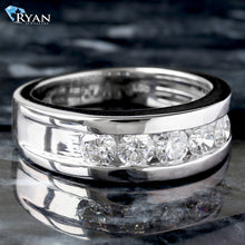 Load image into Gallery viewer, 2.00ctw Five Round Brilliant Cut Lab Diamond Chanel Set with Flat Edges Band
