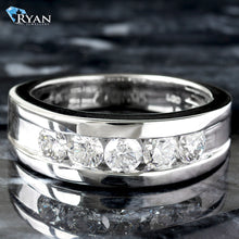 Load image into Gallery viewer, 2.00ctw Five Round Brilliant Cut Lab Diamond Chanel Set with Flat Edges Band
