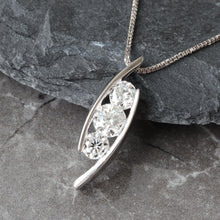 Load image into Gallery viewer, 1.00ctw Tension Set Journy Slider  Lab Created Diamond Pendant
