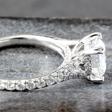Load image into Gallery viewer, 3.31ctw Brilliant Cut Solitaire Slightly Split Diamond Pave Shoulders
