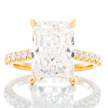 Load image into Gallery viewer, 4.80ctw Radiant Lab Created with Natural Upswept Diamond Shoulders
