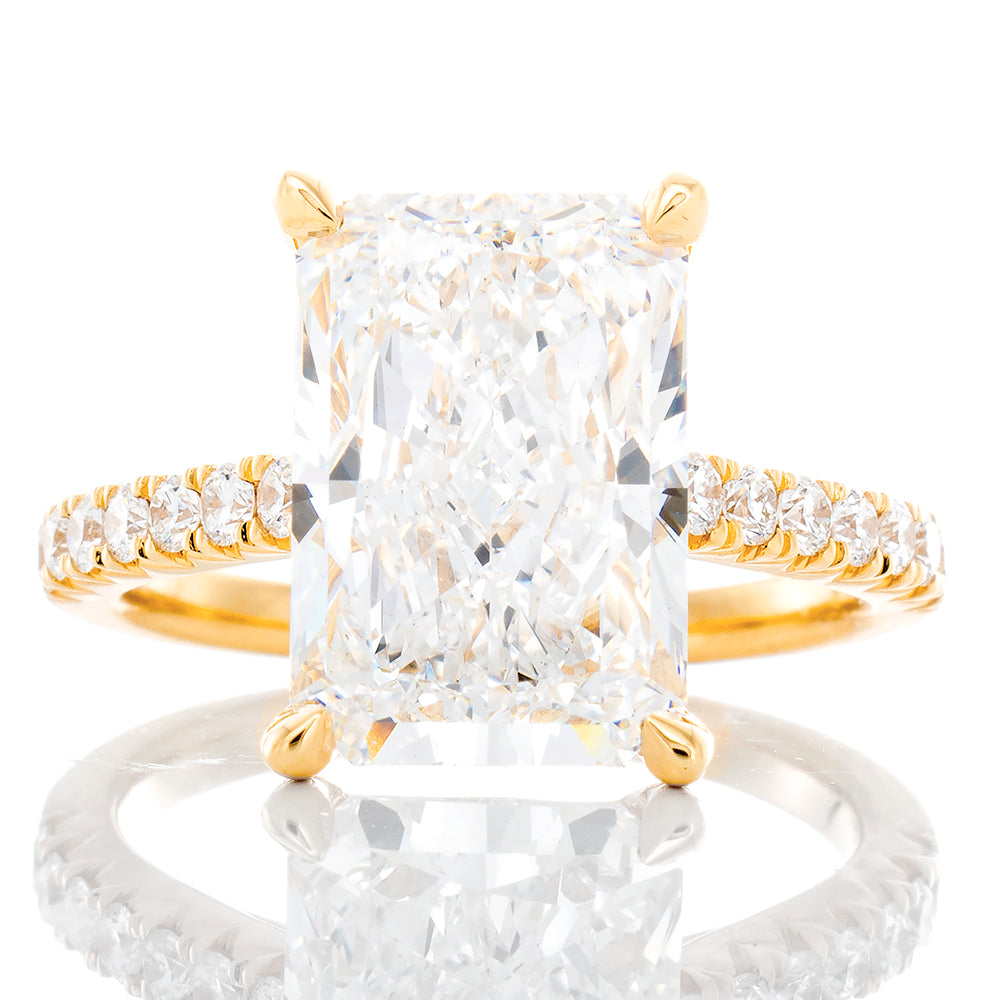 4.80ctw Radiant Lab Created with Natural Upswept Diamond Shoulders