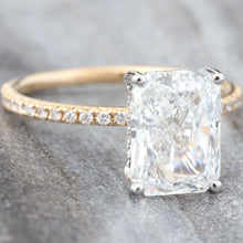 Load image into Gallery viewer, 2.33ctw Radiant Solitaire Dainty Diamond Pave Shoulders with Hidden Diamond Halo
