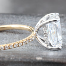 Load image into Gallery viewer, 2.33ctw Radiant Solitaire Dainty Diamond Pave Shoulders with Hidden Diamond Halo
