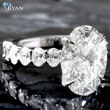 Load image into Gallery viewer, 7.06ctw Oval Solitaire with Oval Diamond Shoulders &amp; Basket

