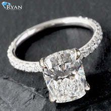 Load image into Gallery viewer, 3.61ctw Elongated Cushion with Hidden Halo and Pave Shoulders
