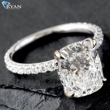 Load image into Gallery viewer, 3.61ctw Elongated Cushion with Hidden Halo and Pave Shoulders
