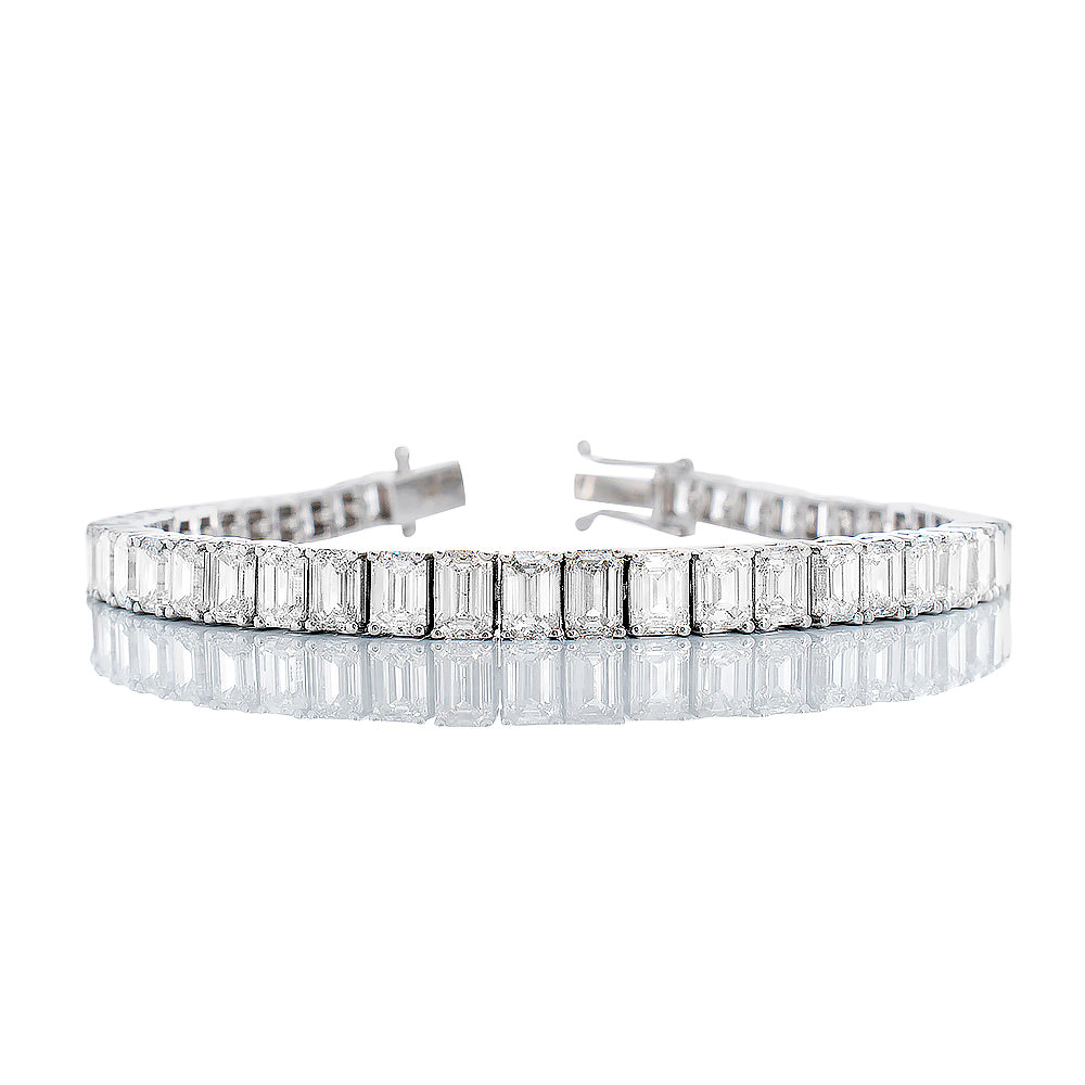 14.50ctw Emerald Cut Diamond Tennis Bracelet