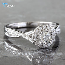 Load image into Gallery viewer, 0.75CTW Round Raised Illusion Diamond Cross Over Ring
