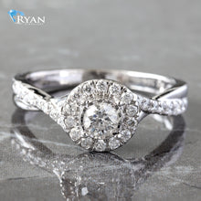 Load image into Gallery viewer, 0.75CTW Round Raised Illusion Diamond Cross Over Ring
