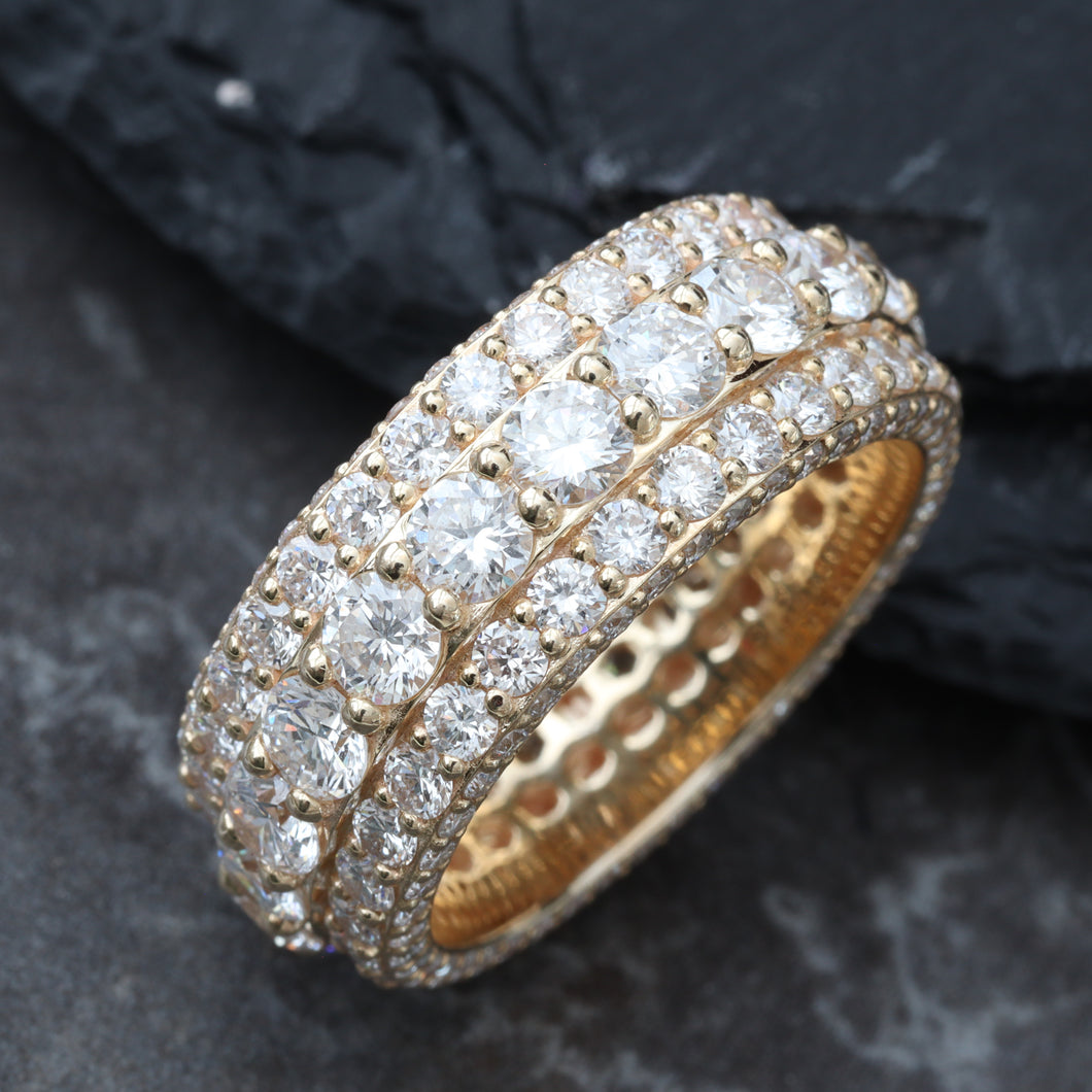 6.93ctw Lab Diamonds Three Row Iced Out Diamond Eternity Band