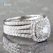 Load image into Gallery viewer, 1.07CTW Round Cut Double Halo Diamond Bridal Set Ring
