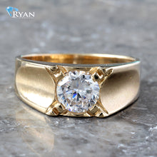 Load image into Gallery viewer, Round Solitaire Cubic Center W/ Concaved Shoulder Ring
