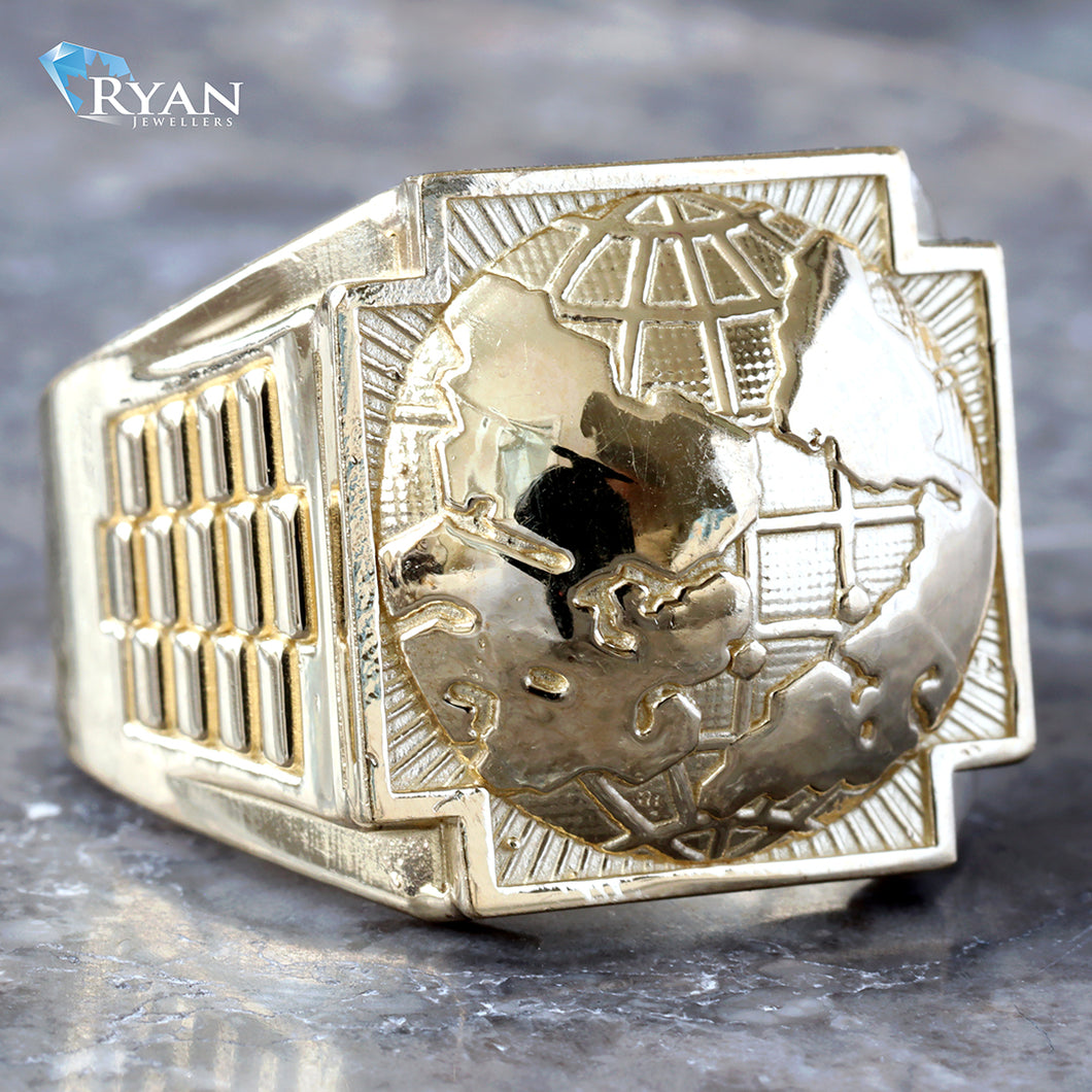 Domed Globe Ring With Rolex Shoulders