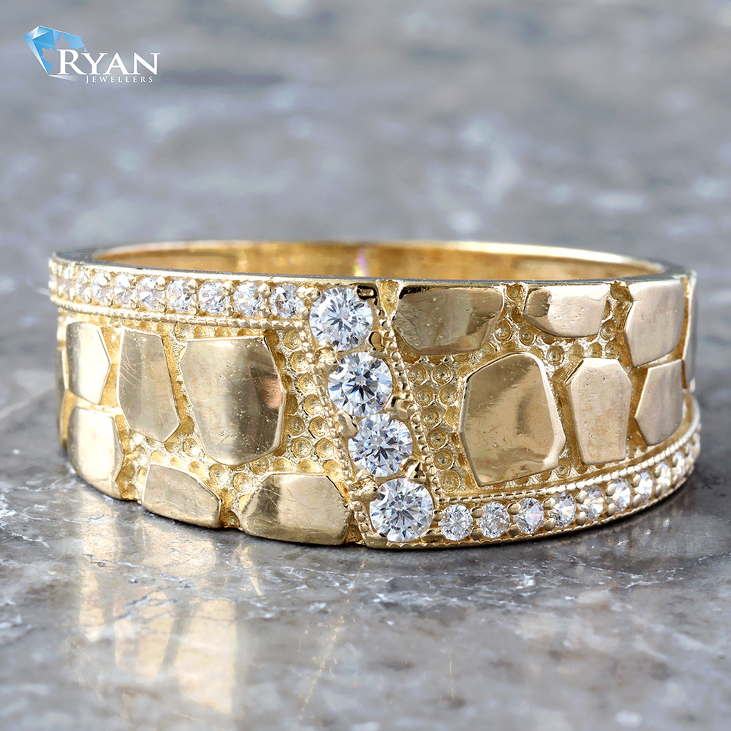 Nugget Ring W/ Zig Zag CZ's