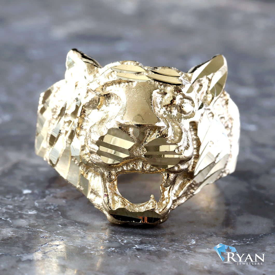 Diamond Cut Roaring Tiger Ring