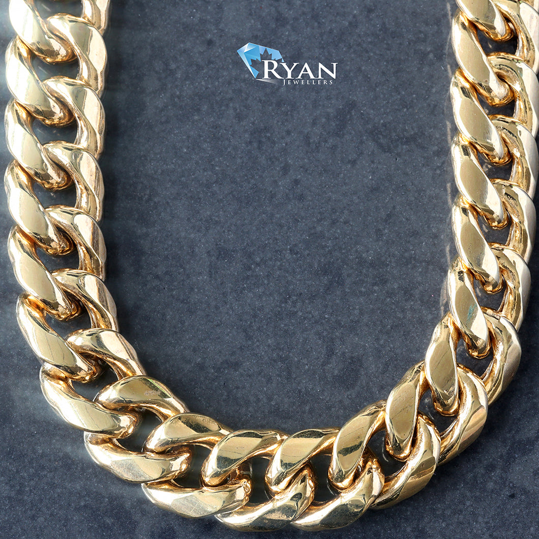 CHAIN 10K GY 26 INCH  9.50MM HIGH POLISHED MIAMI CUBAN