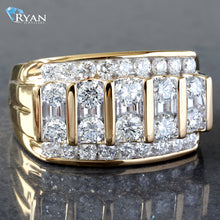 Load image into Gallery viewer, 2.00CTW LAB Raised Five Stone Vertical Row Center W/ 2 Horizontal Channel Ring
