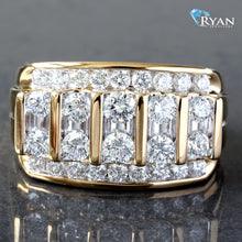 Load image into Gallery viewer, 2.00CTW LAB Raised Five Stone Vertical Row Center W/ 2 Horizontal Channel Ring
