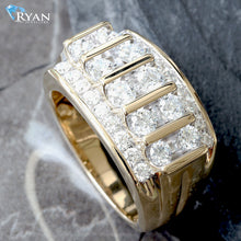 Load image into Gallery viewer, 2.00CTW LAB Raised Five Stone Vertical Row Center W/ 2 Horizontal Channel Ring
