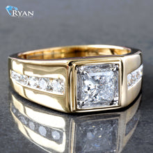 Load image into Gallery viewer, LAB RING GY 10K 1.50CTW PRINCESS CUT SOLITAIRE  WITH CHANNEL SET DIAMOND SHOULDERS
