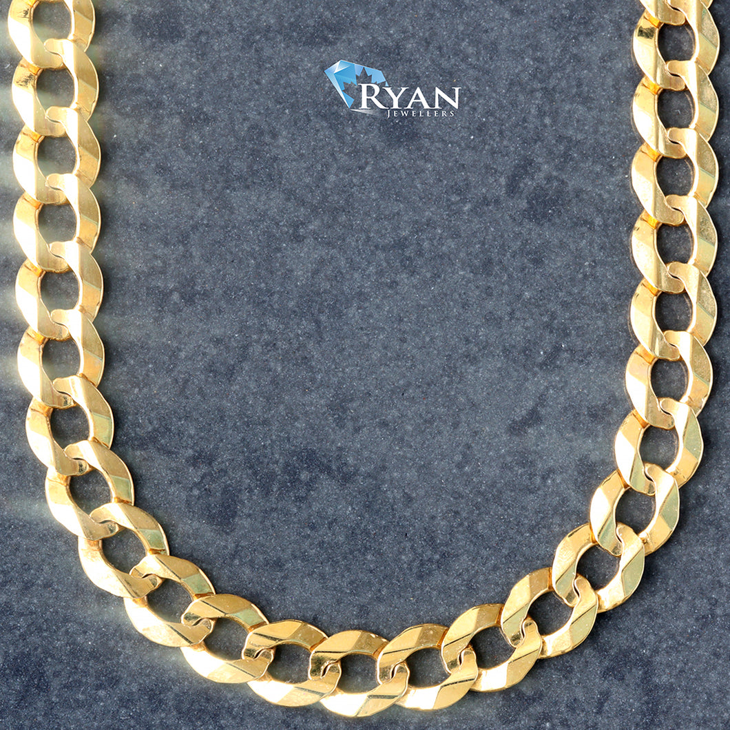 CHAIN GY 10K 28 INCHES 5MM FLAT BEVELED EDGE CURB LINKS