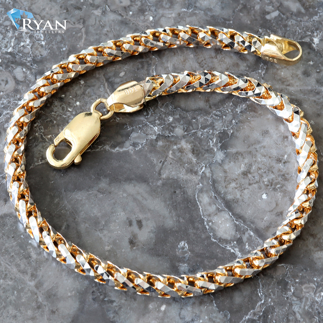 Two Tone Diamond Cut Millennium Franco Bracelet