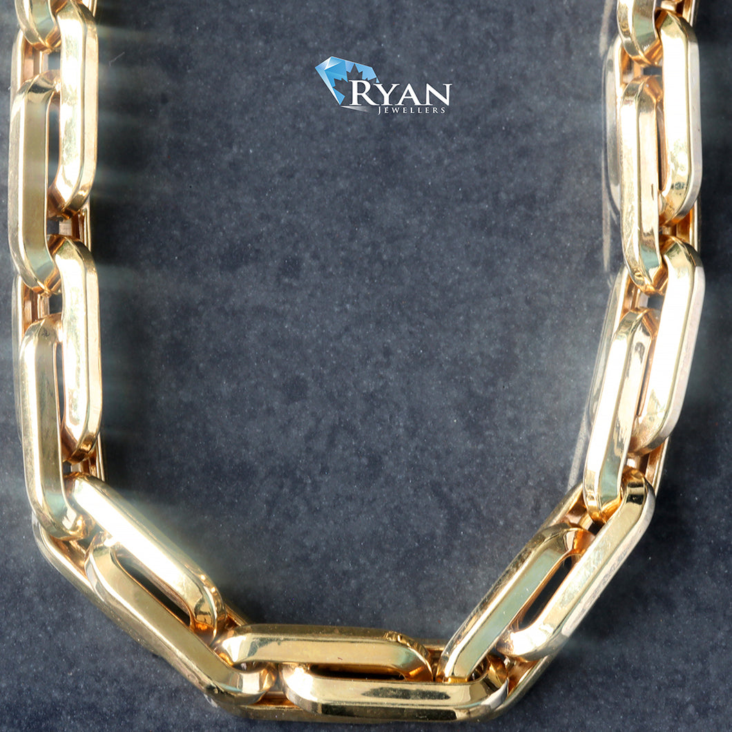 CHAIN GY 10K 24 INCH FANCY 3D SEMI SOLID HERMES LINK