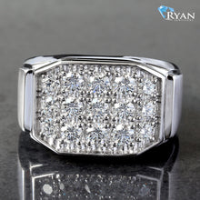 Load image into Gallery viewer, LAB RING GW 10K 1.50CTW MENS TABLE TOP 15 LAB DIAMOND FORE FRONT
