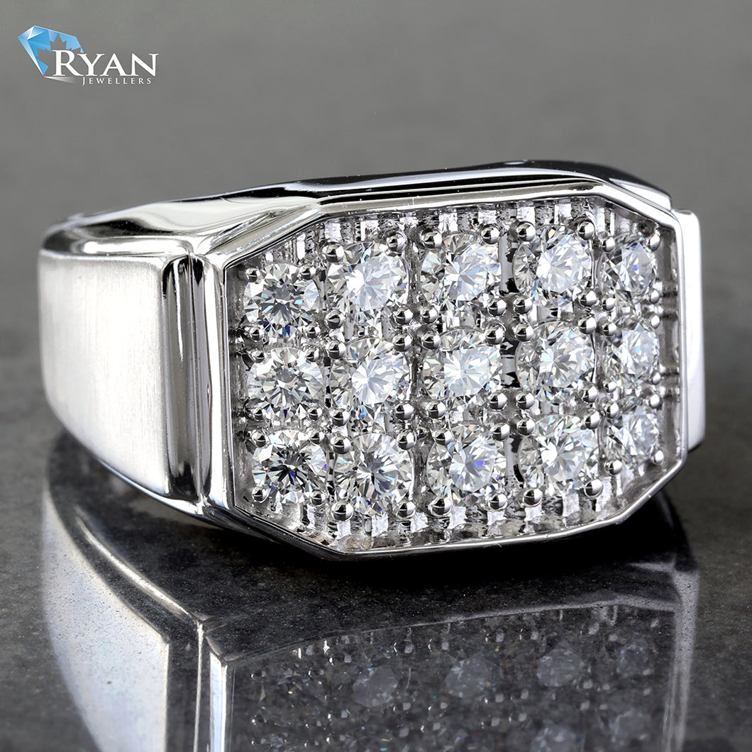 LAB RING GW 10K 1.50CTW MENS TABLE TOP 15 LAB DIAMOND FORE FRONT