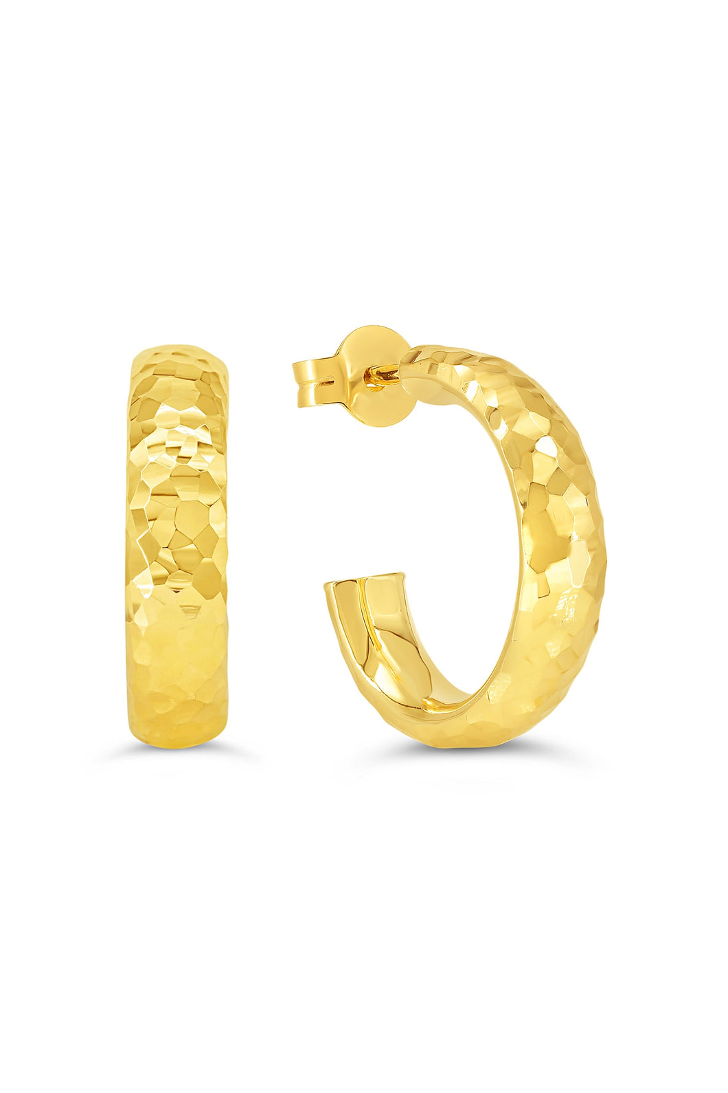 Round Diamond Cut Hoops on Studs