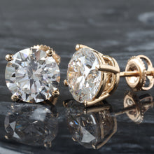 Load image into Gallery viewer, 6.02ctw Round Solitaire Studs Four Prongs Push Back Earrings
