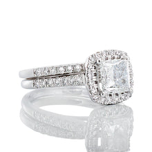 Load image into Gallery viewer, 1.50ctw Bridal Set Princess Solitaire Lab Diamond with Cushion Halo

